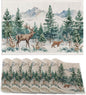 6 Pcs Placemats,Forest Mountain Placemats,Deer Trees Table Mats Washable Recyclable Table Placemat for Indoor Outdoor Heat Resistant Kitchen Dining 12"x18"