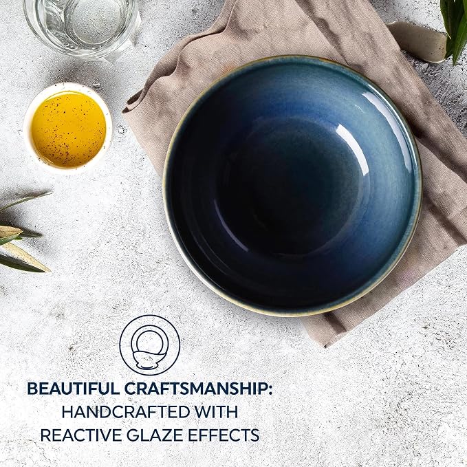 Corelle Stoneware 4-Pc Bowl Set, Handcrafted Artisanal Double Bead Bowls - Image 3
