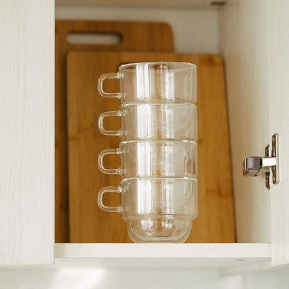 BTaT- Double Walled Stackable Glass Coffee Mugs, 8 oz, Glass Coffee Cups - Image 4