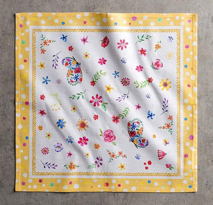 Maison d' Hermine Cloth Napkins Set of 4 100% Cotton Everyday Reusable Square Napkins Cloth Washable Dinner Wedding Valentines Day Decorations Spring/Summer (Happy Florals - Sweety, 20" x 20")