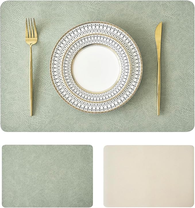 Leetaltree Reversible Faux Leather Placemats Set of 2, 12x17 Inch, Heat by Leetaltree-ArtatEveryTable
