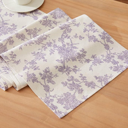 French Pastoral Farmhouse Table Runners, 13x90 Inch Purple | 100% Organic by Unknown