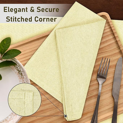 Ruvanti Cloth Napkins Set of 12, 18x18 Reusable Napkins Cloth Washable, Soft & Durable Table Napkin, Poly Cotton Fabric Dinner Napkins for Parties, Christmas, Thanksgiving, Weddings - Cream