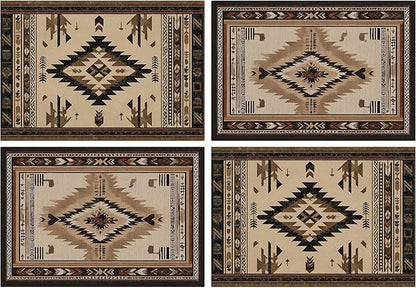 Southwestern Placemats Set of 4 Washable Table Place Mats for Dining Kitchen Party Decor