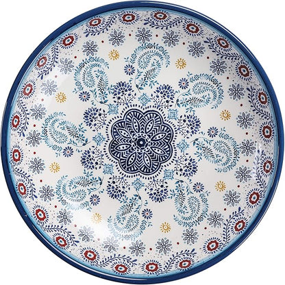 Bico Blue Talavera Pasta Bowls, 35oz Salad Bowl Set of 4, Large Ceramic Serving - Image 4