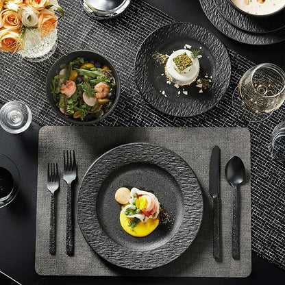 Black Dinnerware Sets with flatware, 32-Piece Matte Marble Pattern Premium - Image 8