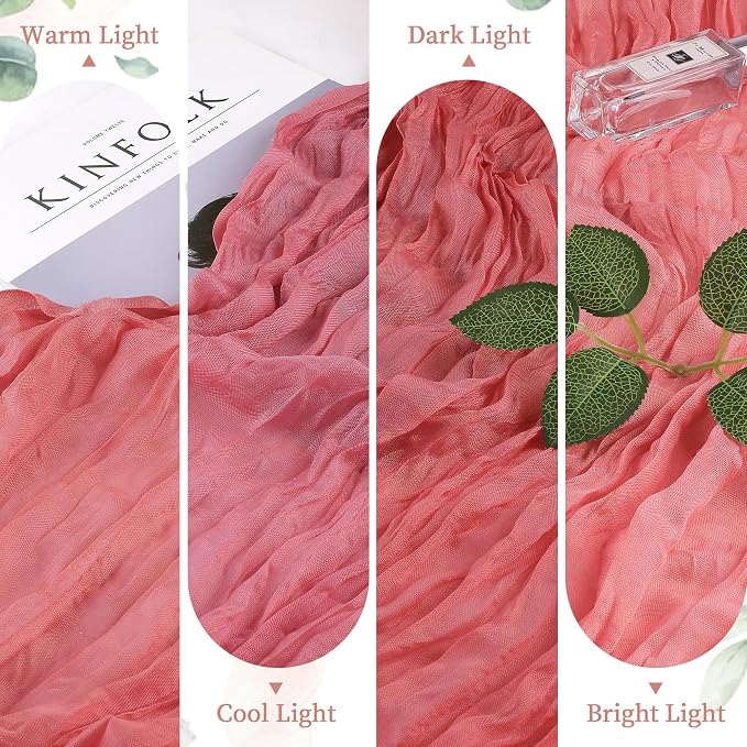 AGIRL 12 Pack Rose Cheesecloth Table Runner 10FT Boho Gauze Home Decor | Rustic - Image 5