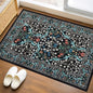 GarveeHome Floral Entryway Rug, 2x3 Washable Front Door Entry Throw Rugs Indoor, Non Slip Bathroom Small Rugs, Boho Thin Rug for Kitchen, Soft Carpet Mat for Bedroom Bathroom, Black