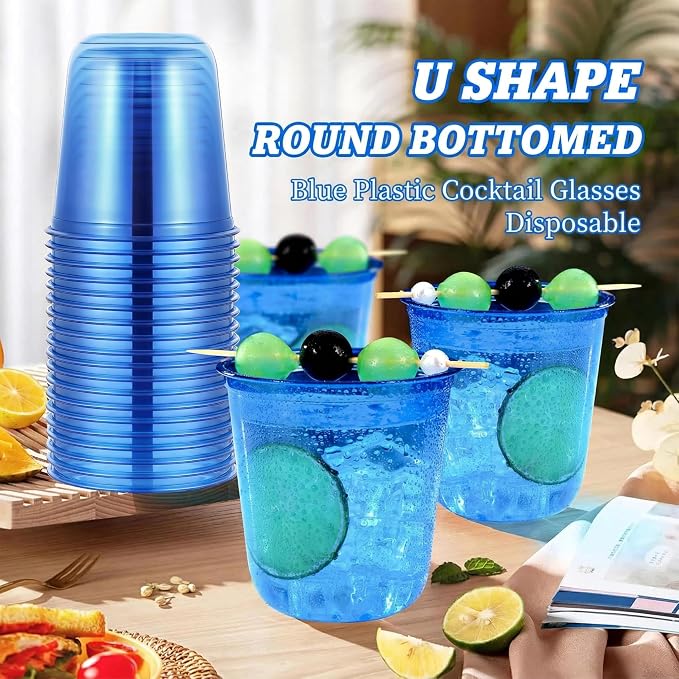 KesaPlan 100Pcs 12oz Blue Plastic Party Cups, Disposable Wine Cocktail Cups | - Image 4