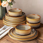Ceramic Dinnerware Set for 4, 12-Piece Plates and Bowls Set | Lightweight by TheTerra