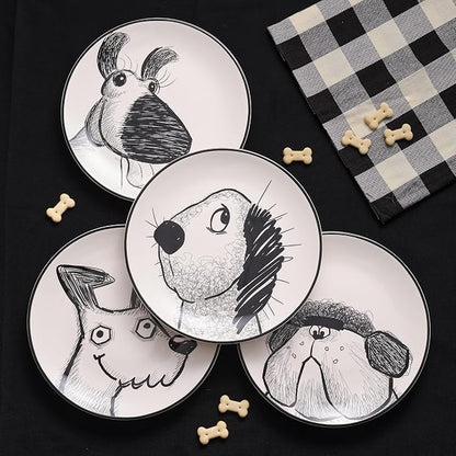 Bico Doodle Pawtrait Ceramic Salad Plates Set of 4, 8.75 Inch Dessert Plates - Image 3