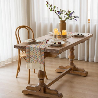 Keketoarrange Boho Macrame Table Runner 12x36 Inch | Woven Burlap Rustic Runner - Image 3