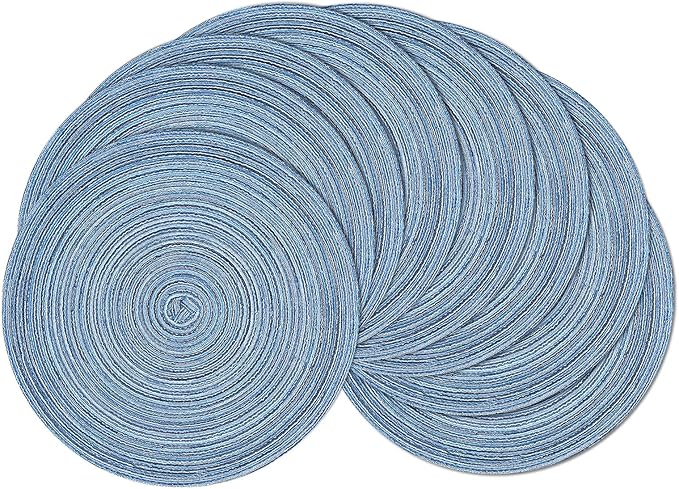 SHACOS Round Braided Placemats Set of 8 Circle Place Mats Cotton Polyester by SHACOS