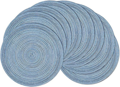 SHACOS Round Braided Placemats Set of 8 Circle Place Mats Cotton Polyester by SHACOS