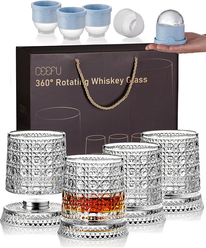 CEEFU 360° Spinning Whiskey Glasses Set by CEEFU