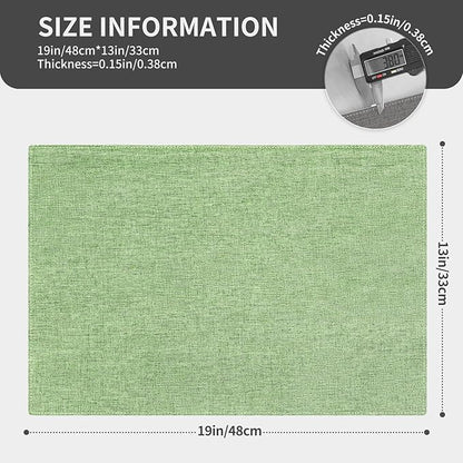 Cloth Placemats, Set of 4 Heat-Resistant Cotton Linen Blend Double Layered Machine Washable Place Mats, Wrinkle Free Thick Fabric Dining Table Mats for Indoors & Outdoors (Grass Green, 4)
