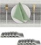 Leetaltree Black with White Woven Placemats Set of 12 - Heat Resistant Non-Slip Place mats for Dining Table, Washable Durable PVC Vinyl Woven Table Mats(Black with White, 12)