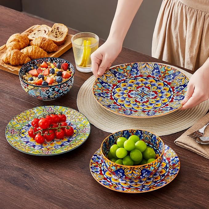 vancasso 18 Pieces Dinnerware Sets, Plates and Bowls Set, Porcelain Dishes Set - Image 7
