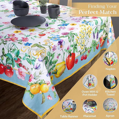 Maison d' Hermine Table Cloth Rectangle Table 100% Cotton 70 x 90 Inches Tablecloth Reusable Decorative for Dining Room Farmhouse Home Valentines Day Decorations Spring Summer - Giverny