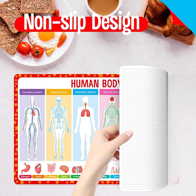 6 Pack Placemats for Kids, Non-Slip Washable, Reusable Universe, Periodic Table - Image 5