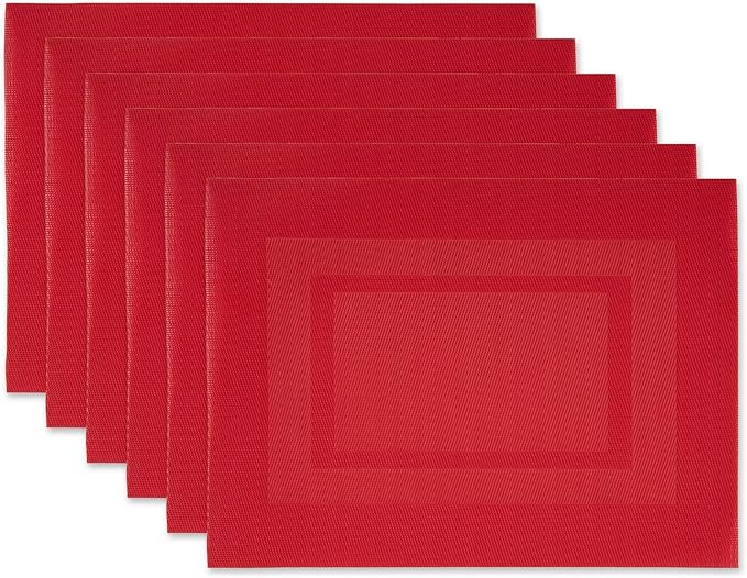 DII PVC Tabletop Collection Woven Indoor/Outdoor, Placemat Set, Tango Red by DII