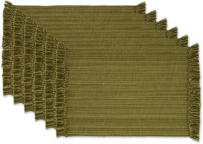 DII Variegated Tabletop Collection, Placemat Set3x19, Olive Green, 6 Piece by DII