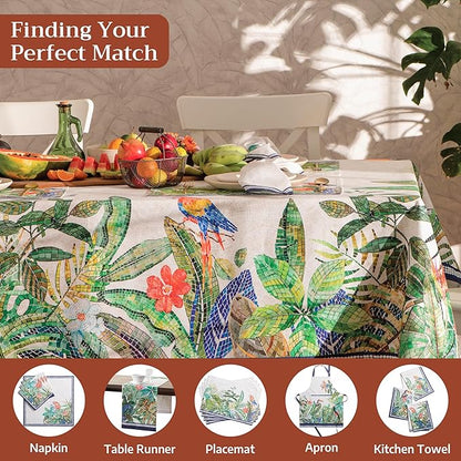 Maison d' Hermine Premium Table Cloth Rectangle Table 100% Combed Cotton 140 x 70 Inches Tablecloth Reusable Decorative for Dining Room, Farmhouse, Home, Party, Festive & Wedding - Mosaic