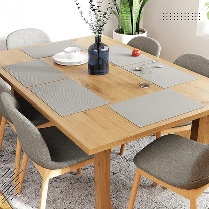 Encasa XO Dining Placemat Set of 6 | Light Grey Color | Fine Ribbed Cotton Table mat | Size 19x13 in | Machine Washable