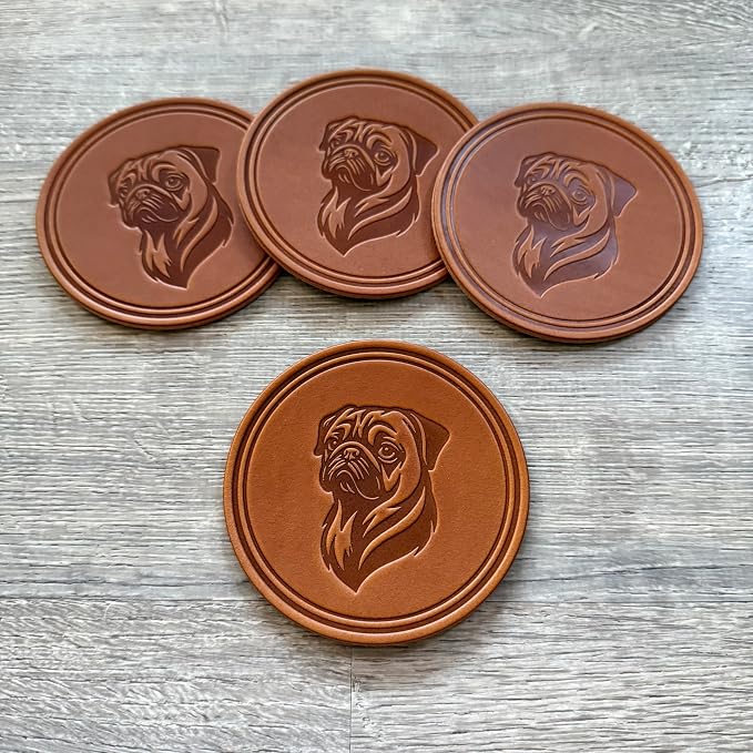 Dog Breed Leather Coasters – Premium Full Grain Table Protectors - Image 5