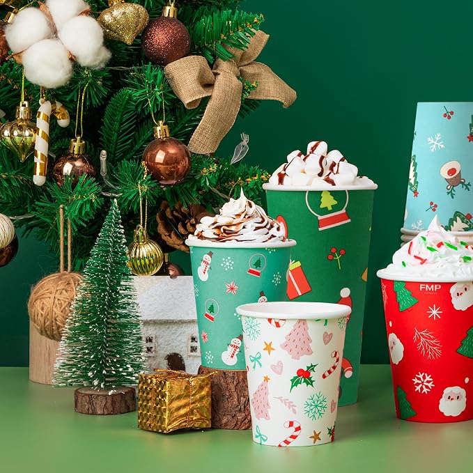 Fit Meal Prep 50 Pack 8 oz Christmas Coffee Cups, Durable Thickened Christmas - Image 7
