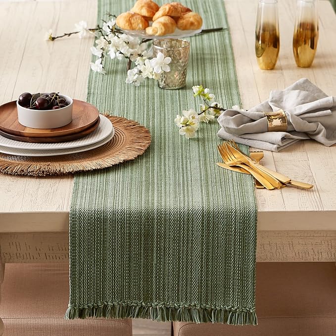 DII Variegated Tabletop Collection, Table Runner, Artichoke Green - Image 3