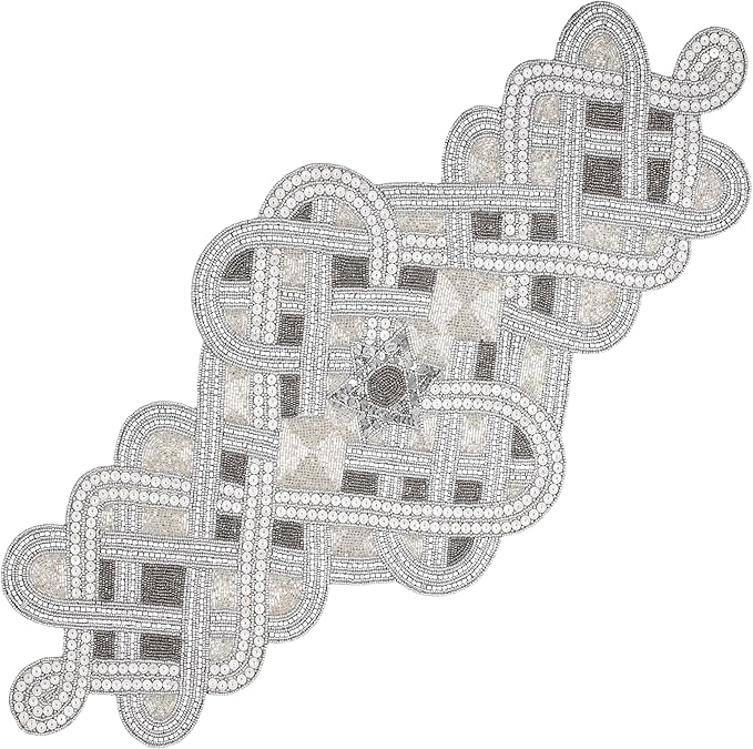 Handmade Beaded Table Runner 13 x 36 Inch, Elegant Dining Table Centerpiece by ALPHALivingHOME