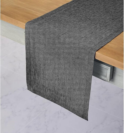 Solino Home 100% Pure Linen Table Runner Charcoal Grey, Athena 14 x 144 in | by SolinoHome