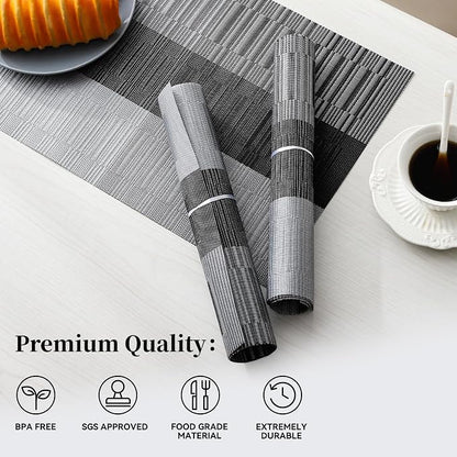 Leetaltree Grey with White Striped Placemats Set of 6 - Image 2
