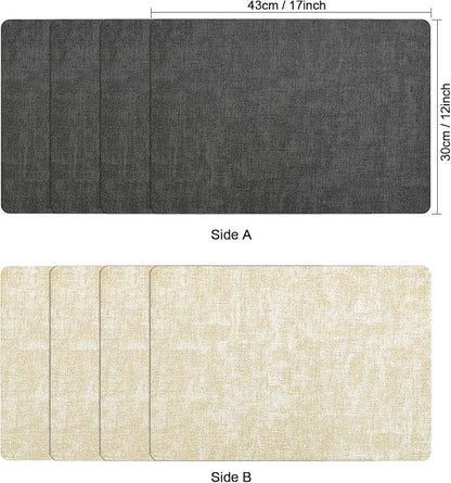 Myir JUN Placemats Set of 8, Dual Sided Faux Leather Placemats Place Mats Set of 8 Indoor for Dining Table Non-Slip Washable Heat Resistant Outdoor Table Mats (Set of 8, Gray Cream)