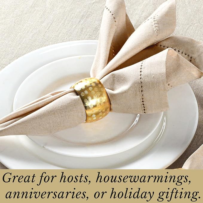 Napkin Rings Set of 12, Metal Napkin Holder Cuffs - Image 7