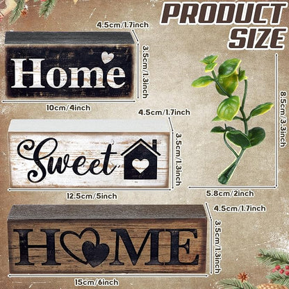Moucuny 4 Pcs Farmhouse Wooden Tabletop Decor Farmhouse Tiered Tray Decor - Image 2
