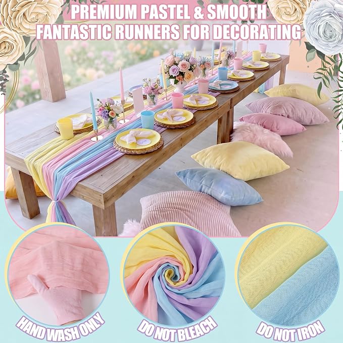 12 Pcs Pastel Cheesecloth Gauze Table Runners - Image 5