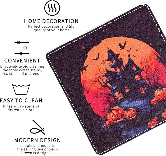 Marble Coasters Square Leather Drinks Coaster Set - Image 3