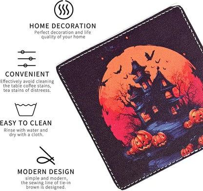 Marble Coasters Square Leather Drinks Coaster Set - Image 3