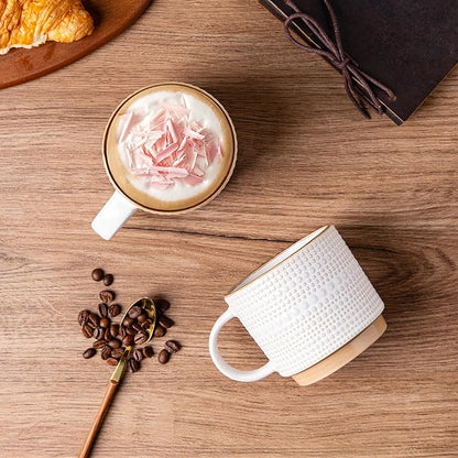 GBhome 12 oz Coffee Mugs Set of 4, Stackable Ceramic Coffee Cups Set | Modern - Image 3