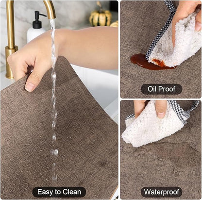 Faux Leather Placemats Set of 6, Heat Resistant Wipeable Washable Vinyl Place Mats, Waterproof Anti-Slip Dining Table Mats, Suitable for Indoor & Outdoor Use (Coffee)