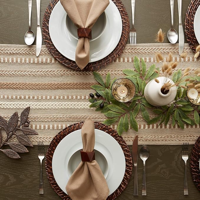 DII Farmhouse Braided Stripe Table Runner Collection - Image 6