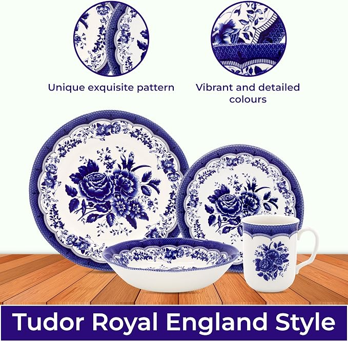 Tudor Royal 16-Piece Porcelain Round Dinnerware Set, Service - Image 3