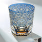 suigetsu Edo style Color Hand Cut Crystal Glass Tumbler Whisky Gass 11 Oz Glassware with Luxury Gift Box,Cocktail-Vodka-Beer Drinkingware Glasses In Gift Carton (Blue Daisy)