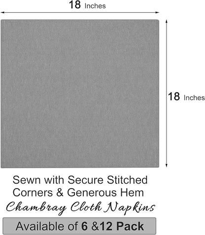 Ruvanti Cloth Napkins Set of 12, 18x18 Reusable Napkins Cloth Washable, Soft & Durable Table Napkin, Poly Cotton Fabric Dinner Napkins for Parties, Christmas, Thanksgiving, Weddings - Ombre Blue