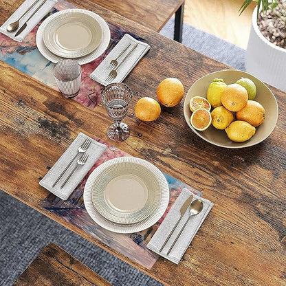 Mexican Placemats for Dining Table Set of 6,Ethnic Stripes Rainbow Place Mats for Home Party Kitchen Holiday Rustic Washable Heat Resistant Table Mats 12 x 18 Inch