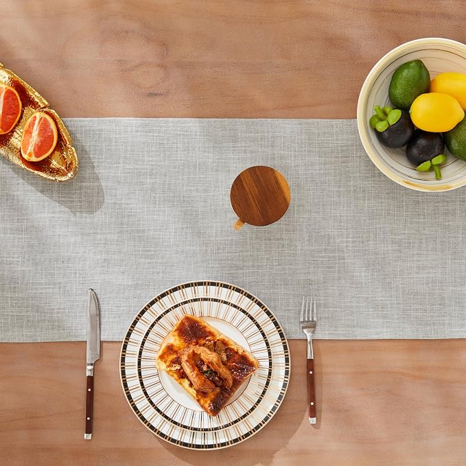 Rustic Cotton Linen Table Runner, 13x90 Inches Light Grey | Farmhouse Style - Image 5