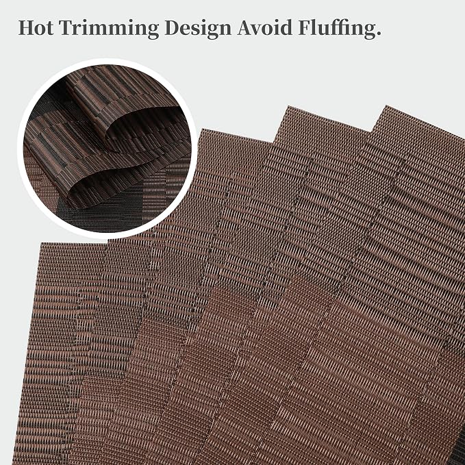 Leetaltree Brown with Black Striped Placemats Set of 6 - Image 3