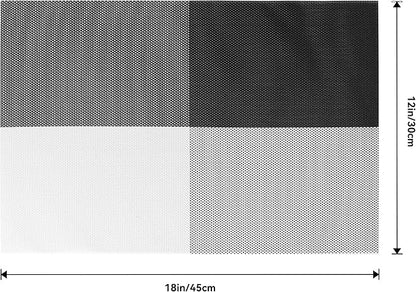 Leetaltree Gray with White Grid Pattern Placemats Set of 4 - Heat Resistant Non-Slip Place mats for Dining Table, Washable Durable PVC Vinyl Woven Table Mats（Grey Grid, 4）